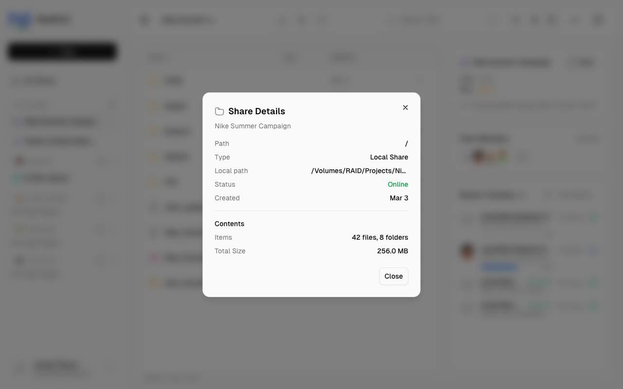 Share Details Dialog