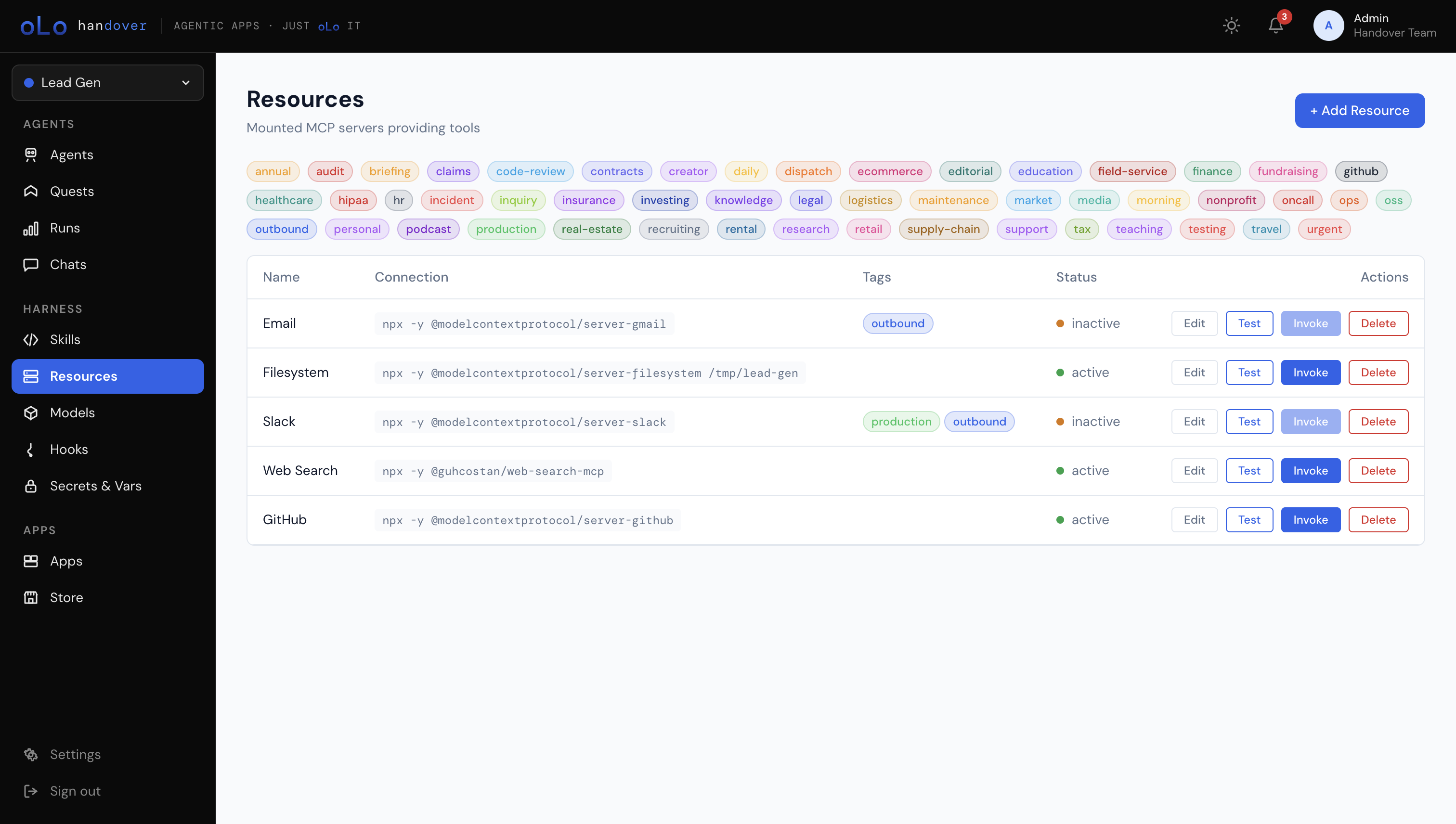 Resources page