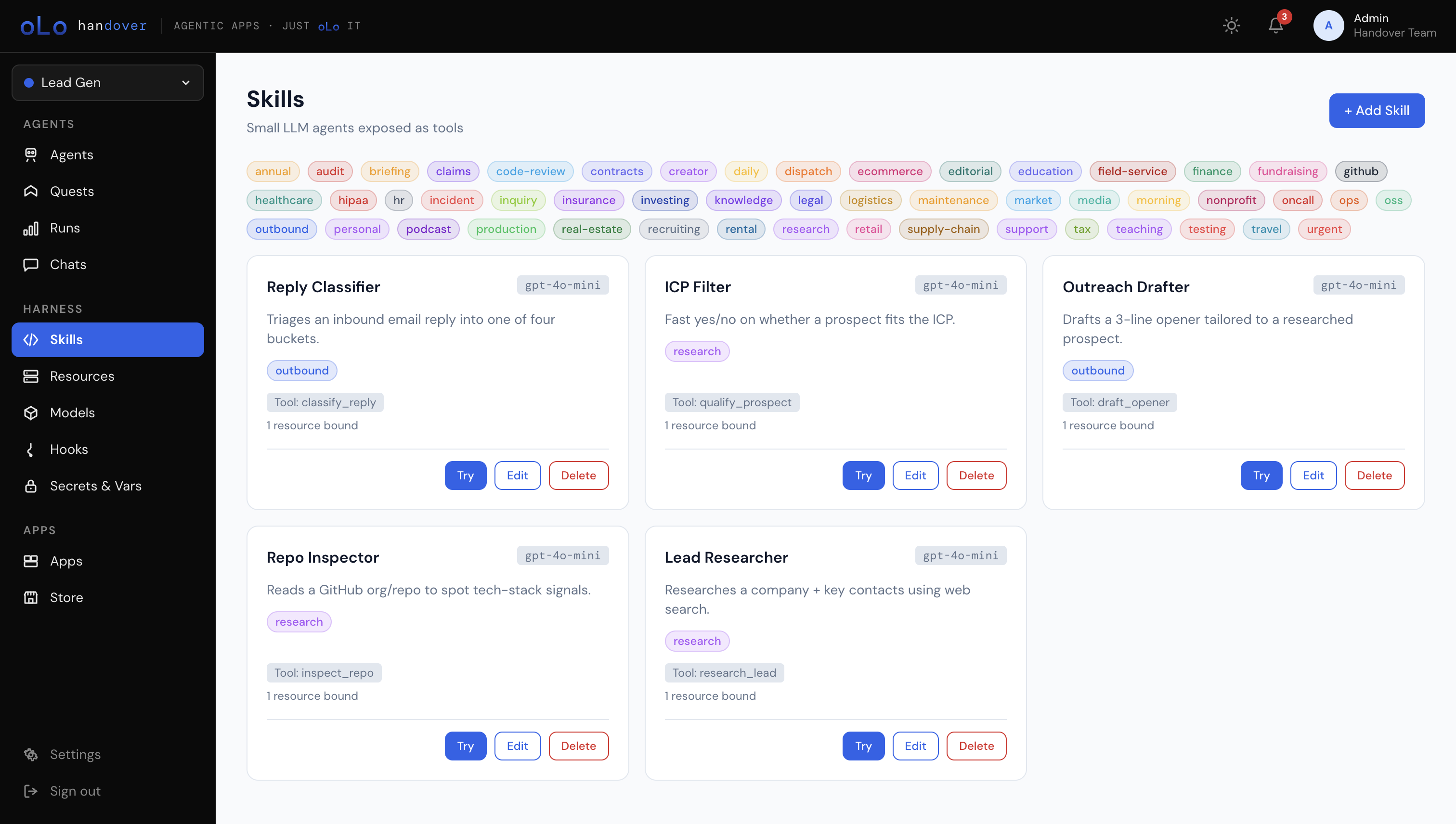 Skills page